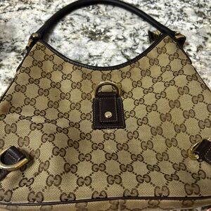 Gucci Tan and Brown Monogram Shoulder Bag